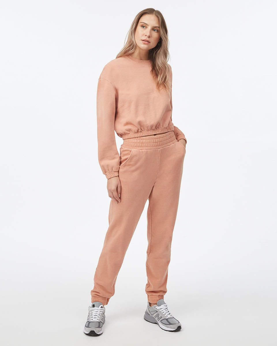 Organic Cotton French Terry Elastic Hem Crew