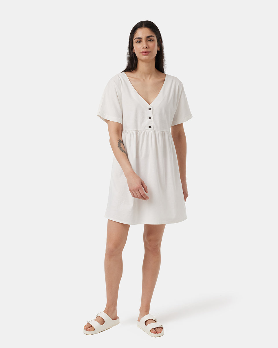 Hemp Button Front Swing Dress