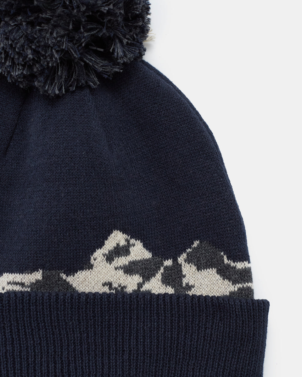 Mountain Scenic Pom Beanie