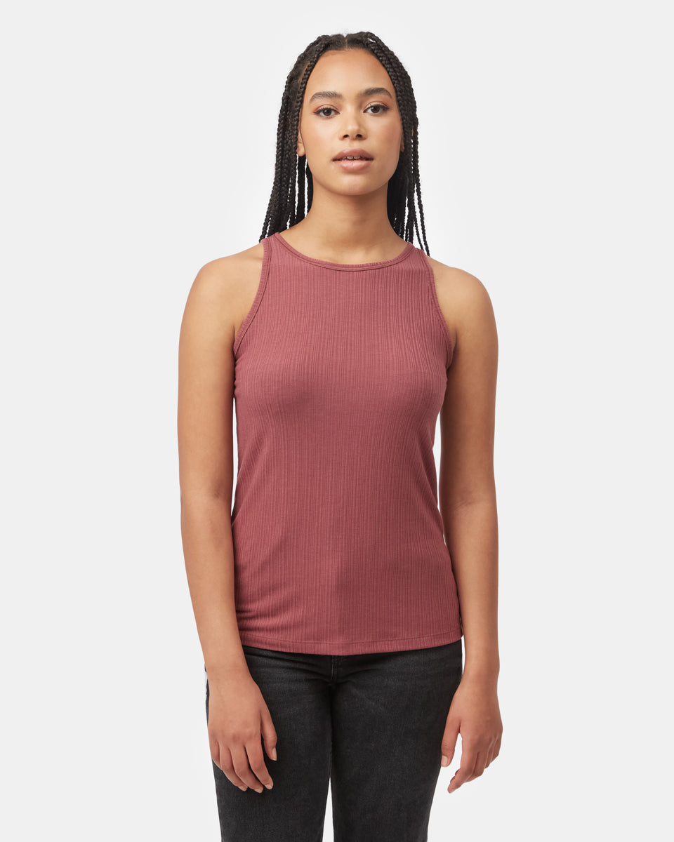 Ribbed High Neck Tank