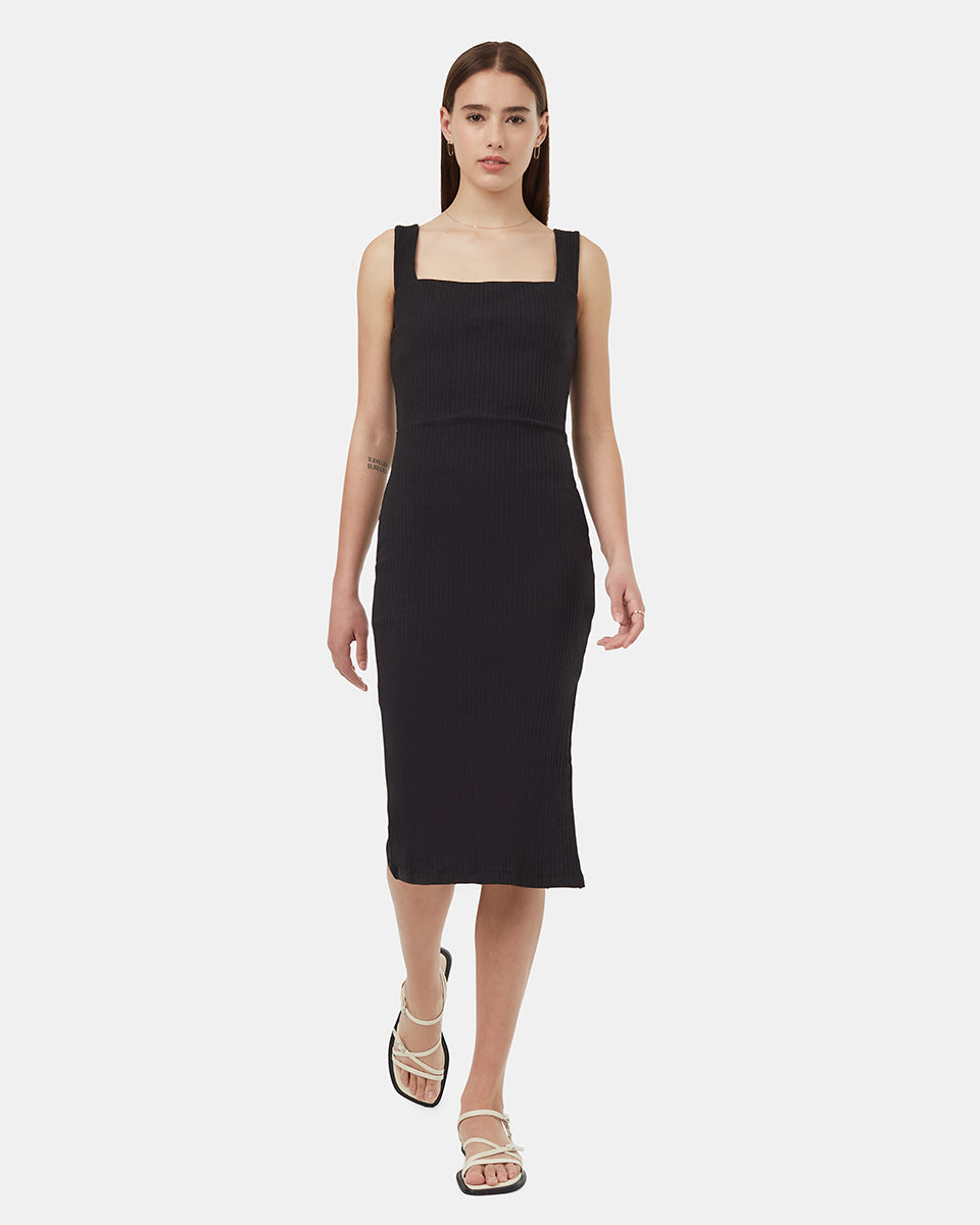 Rib Square Neck Dress