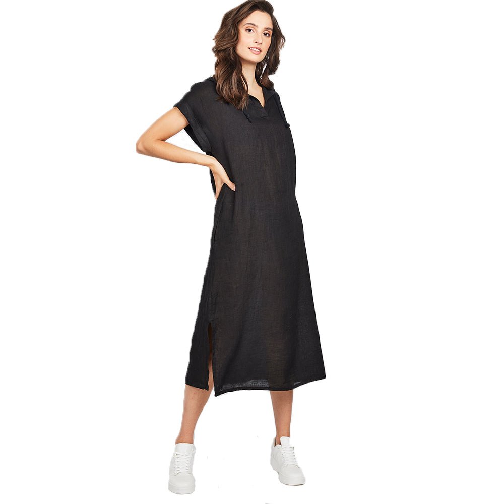 Pistache Womens Maxi Linen Dress with Hood 2022