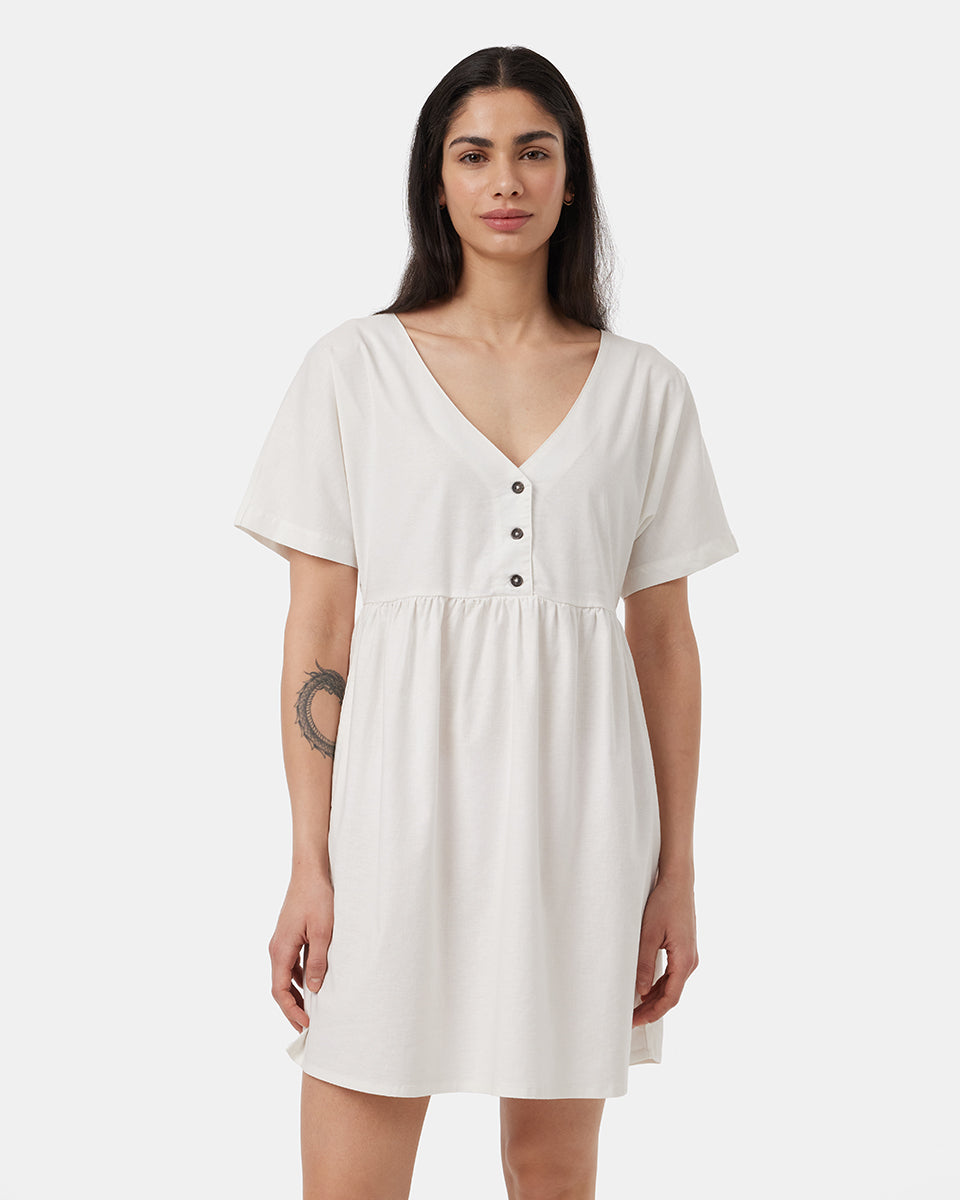 Hemp Button Front Swing Dress