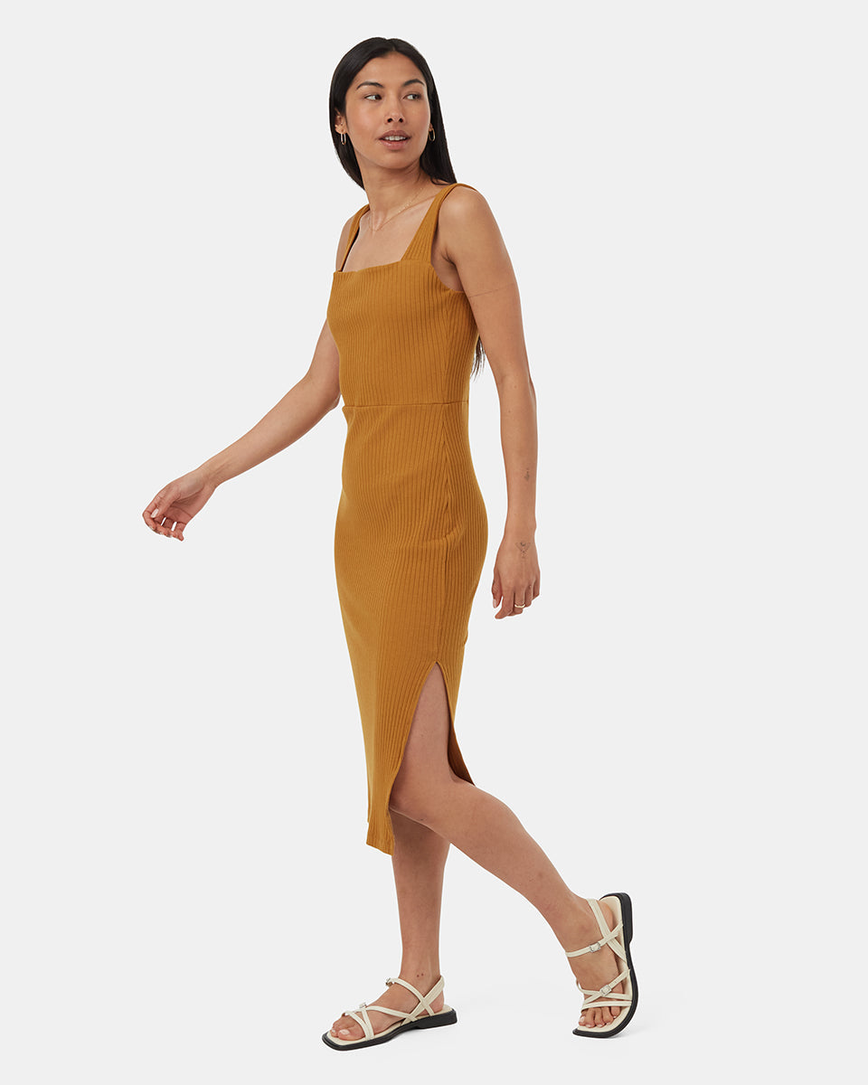 Rib Square Neck Dress