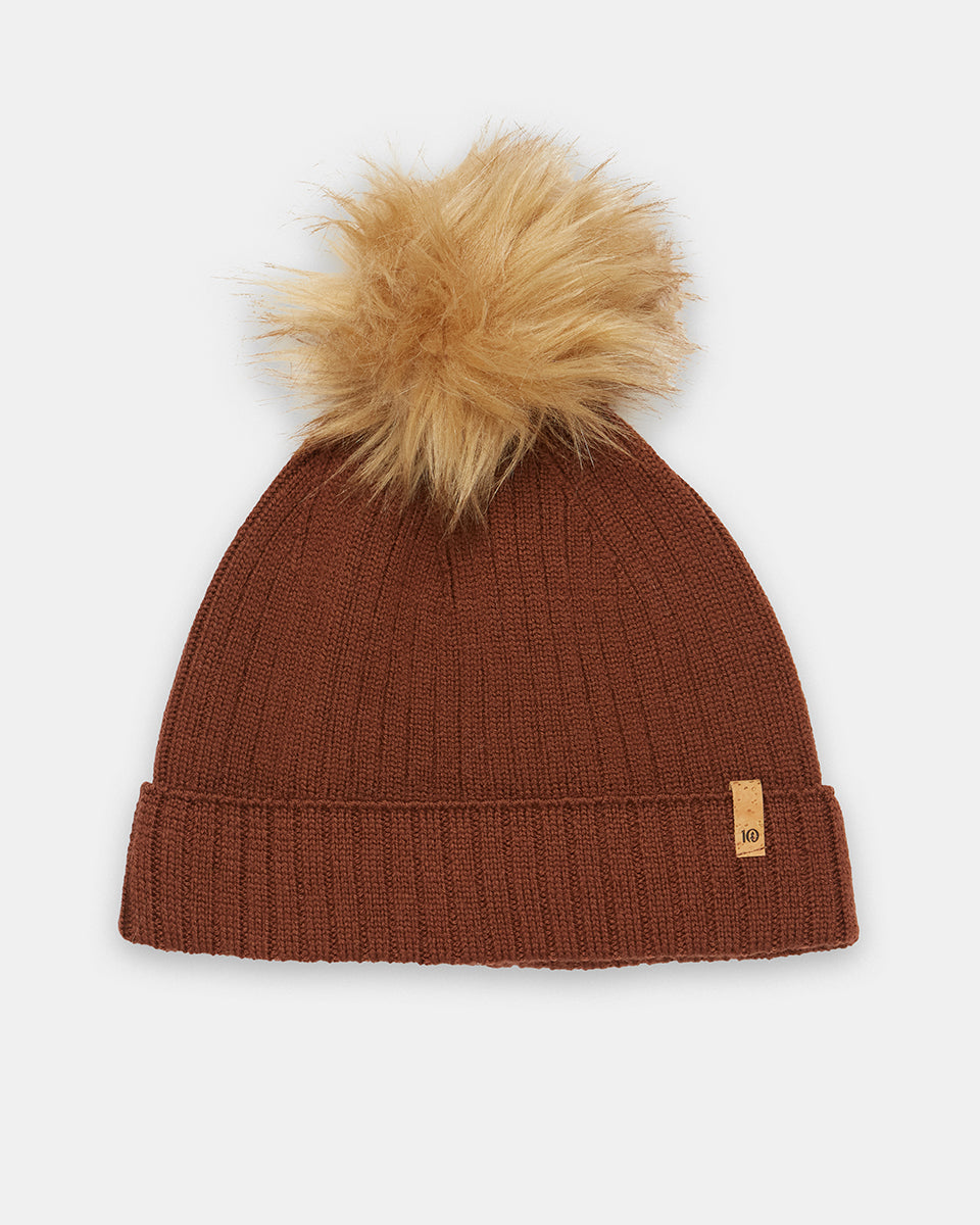 Wool Faux Fur Pom Beanie