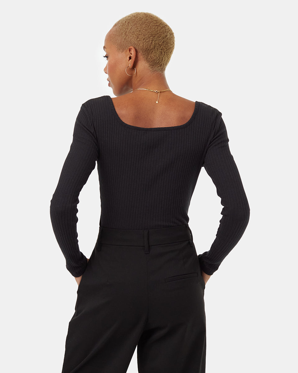 Rib Box Neck Longsleeve