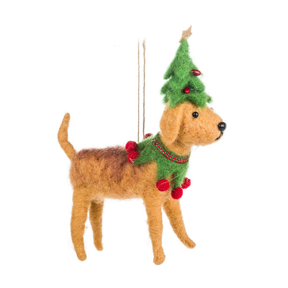 Abbott Dog in Tree Suit Ornament