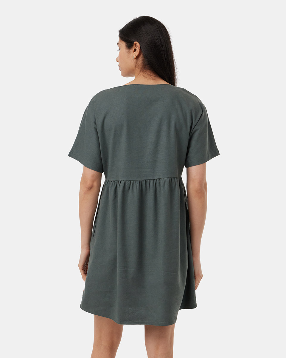 Hemp Button Front Swing Dress