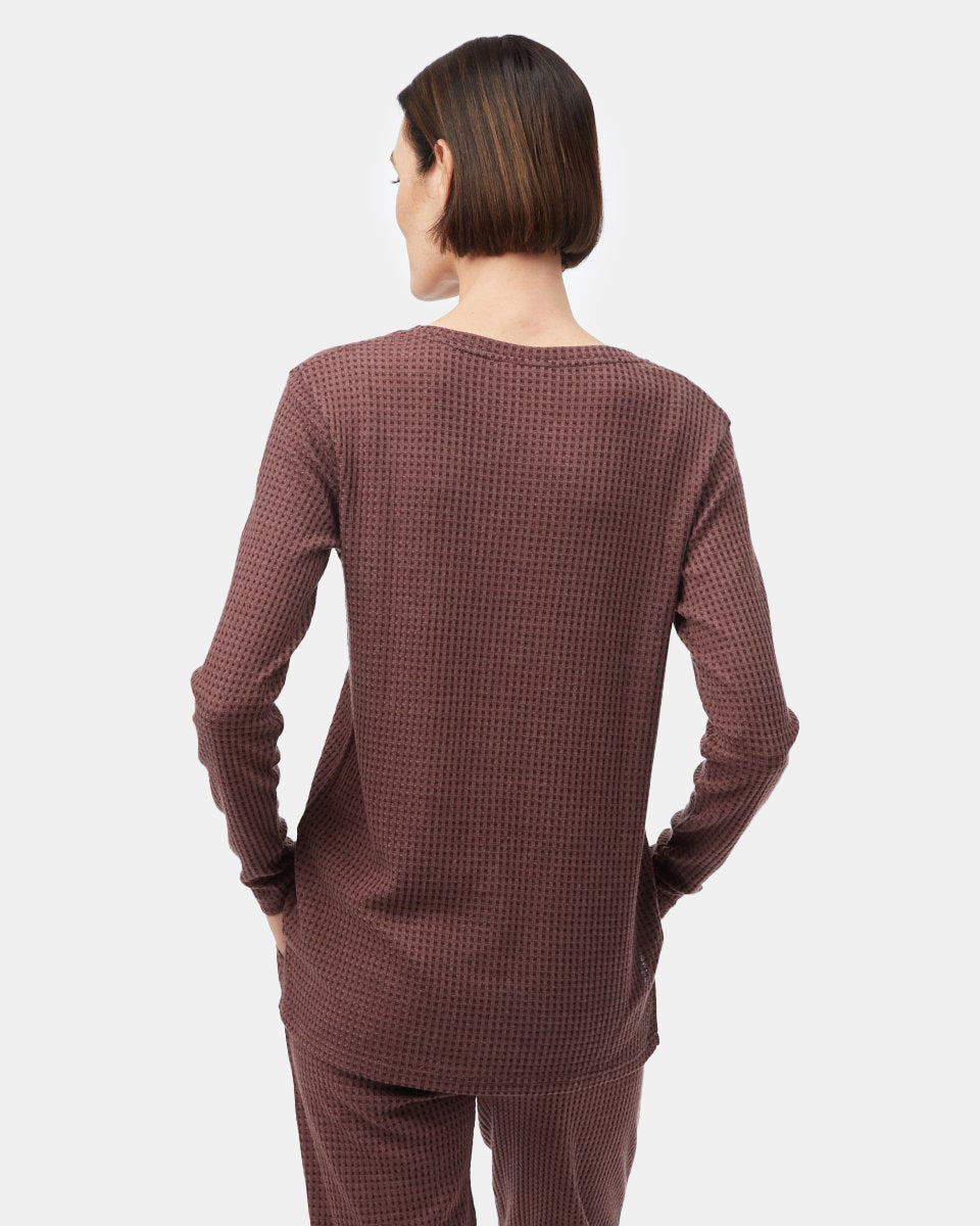 Wide Waffle V-Neck Top