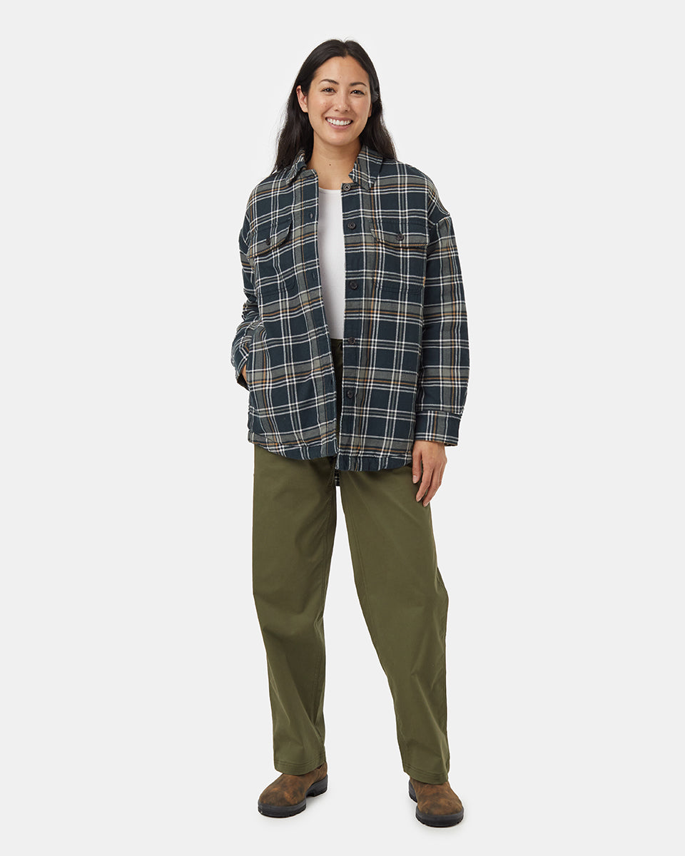 Kapok Flannel Insulated Shacket