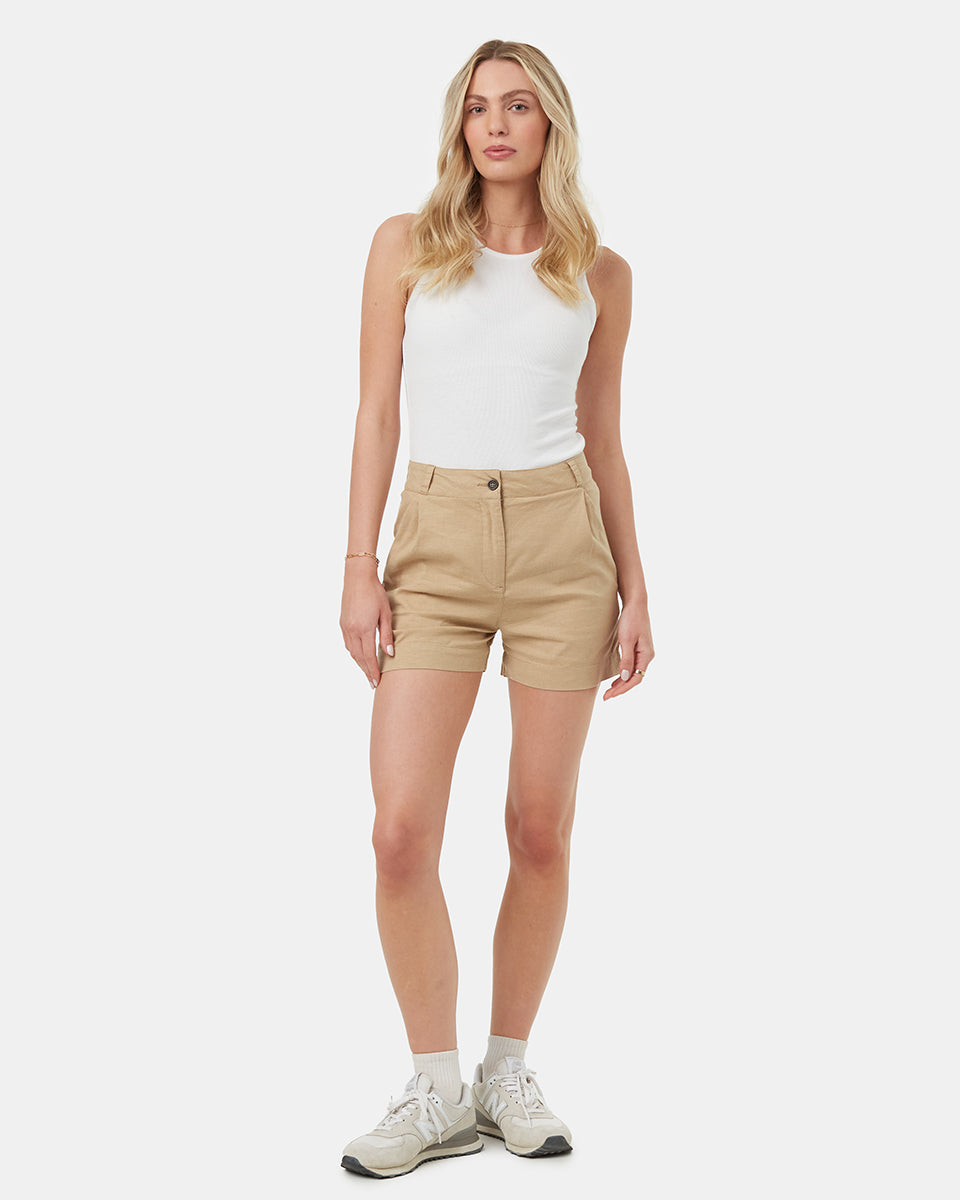 Pleated High Waisted Shorts