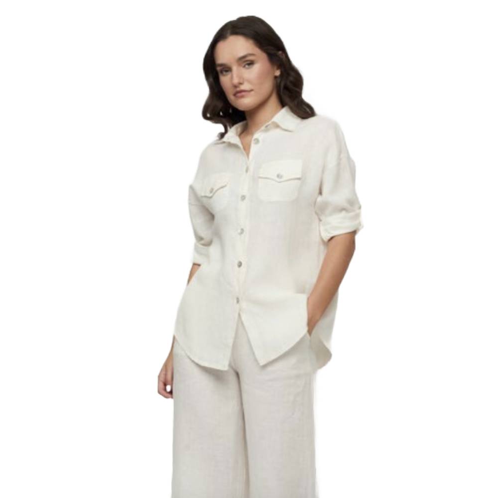 Pistache Womens Double Pocket Blouse 2024