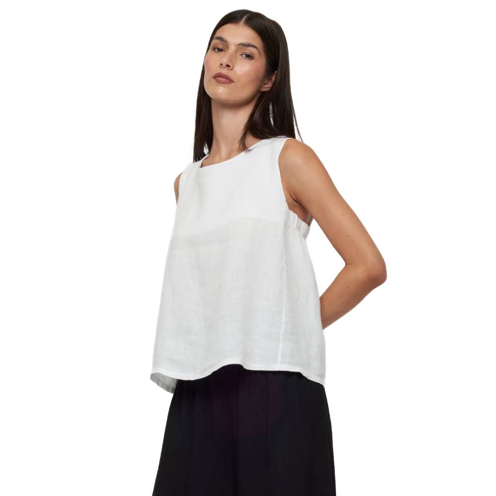 Pistache Womens Sleeveless Linen Top 2024