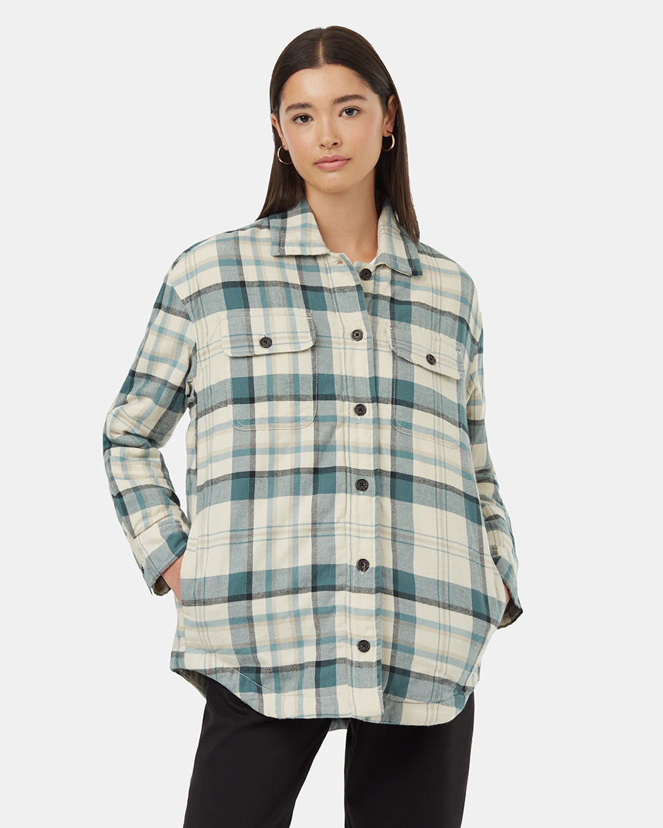 Kapok Flannel Insulated Shacket