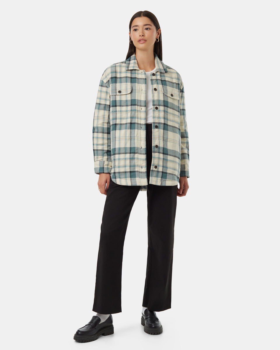 Kapok Flannel Insulated Shacket