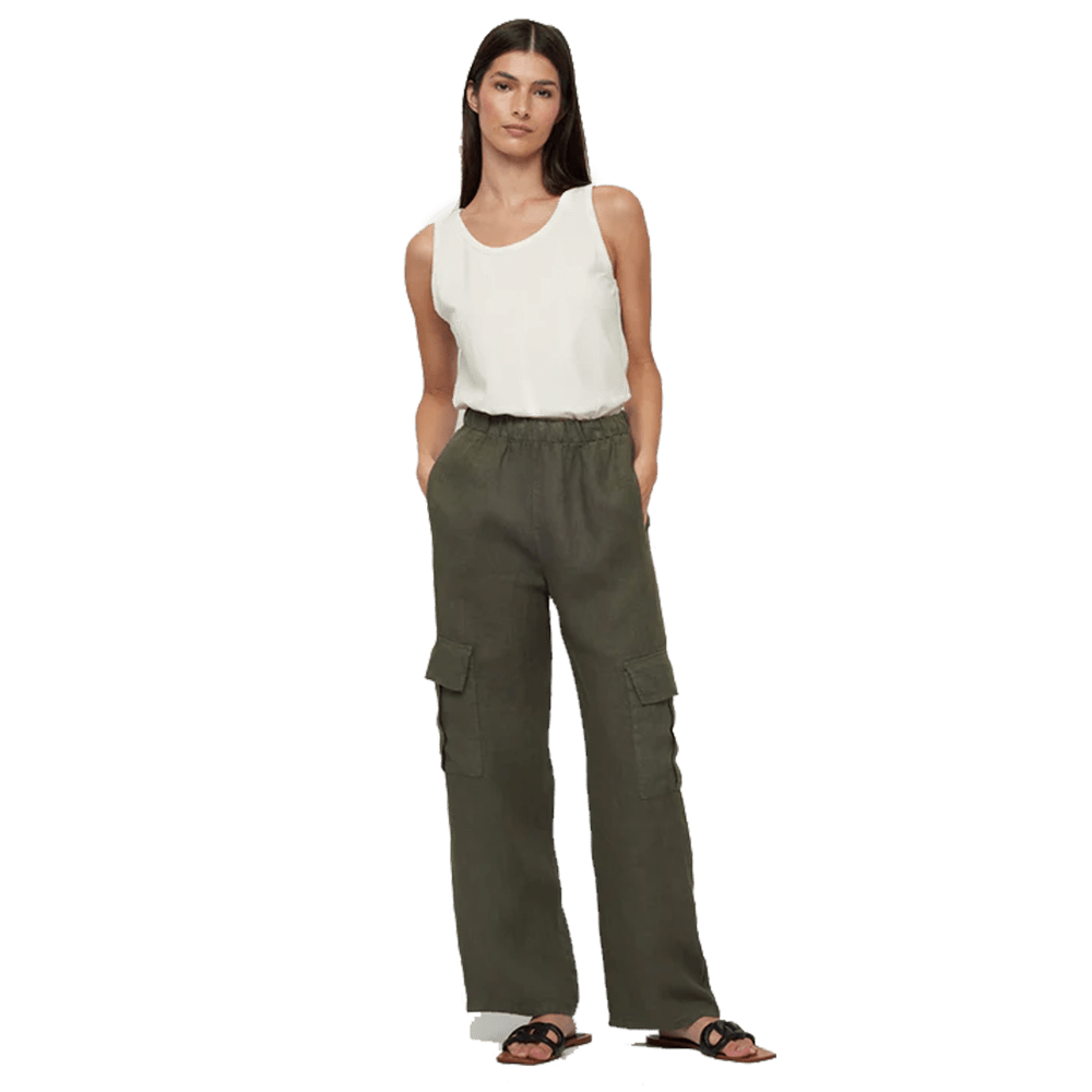 Pistache Womens Linen Cargo Pant 2024