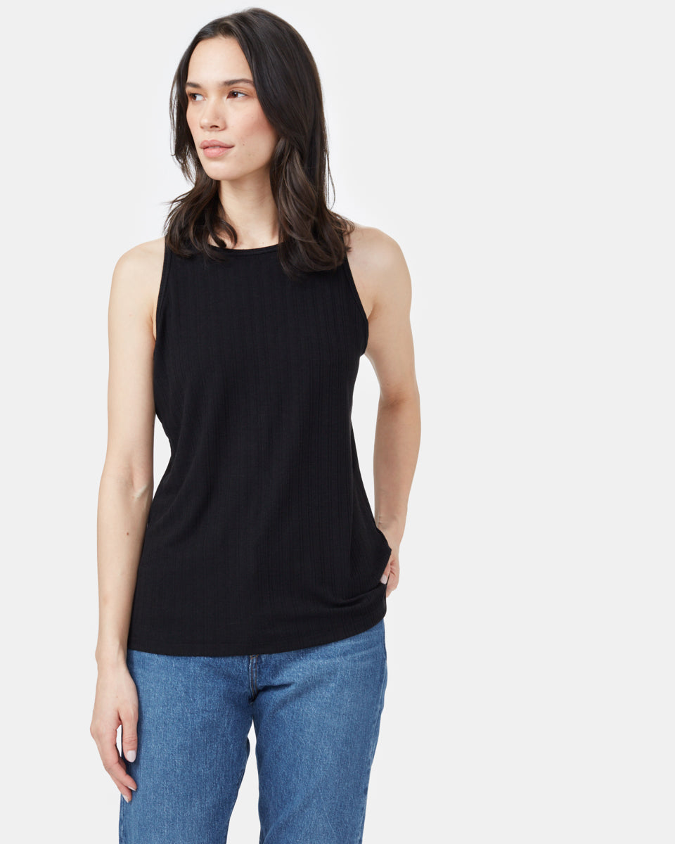 Ribbed High Neck Tank