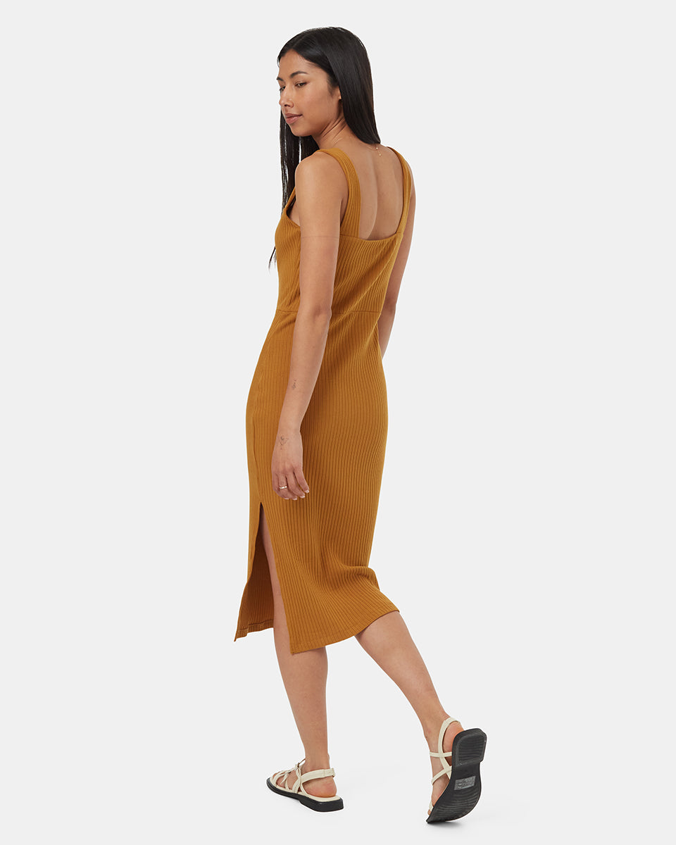 Rib Square Neck Dress