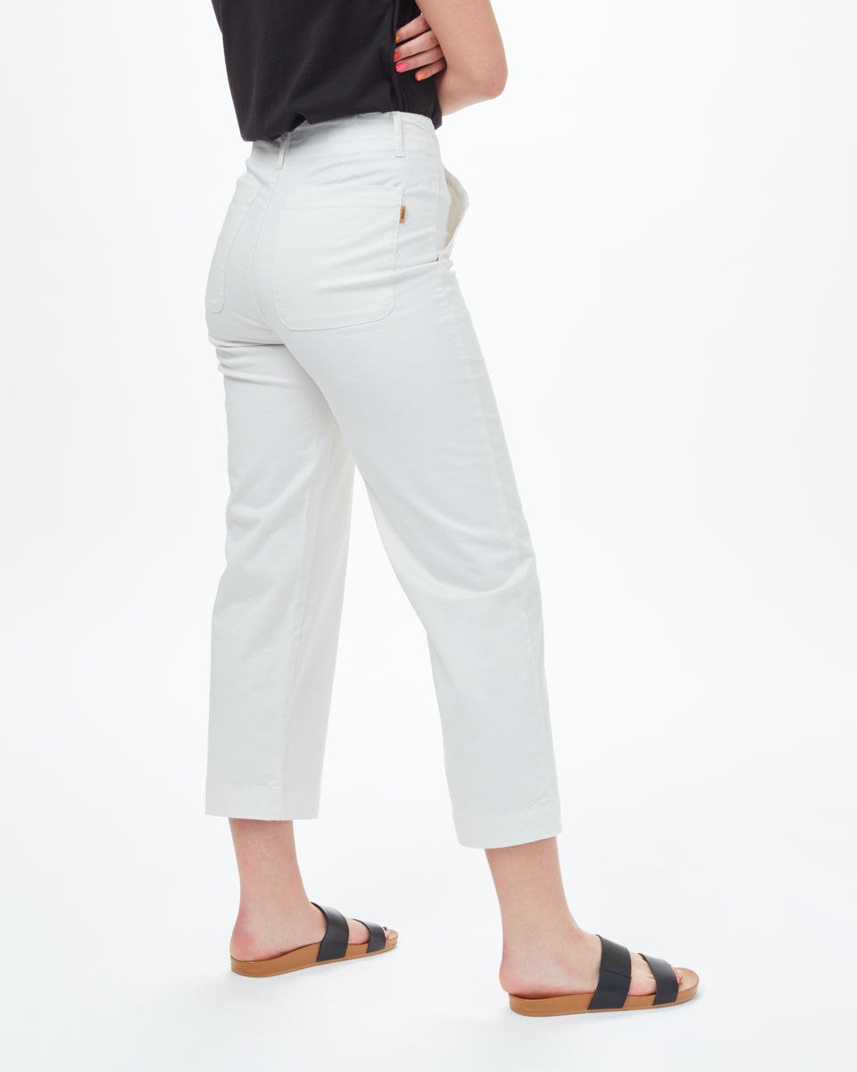 Twill Cropped Wide Leg Pant