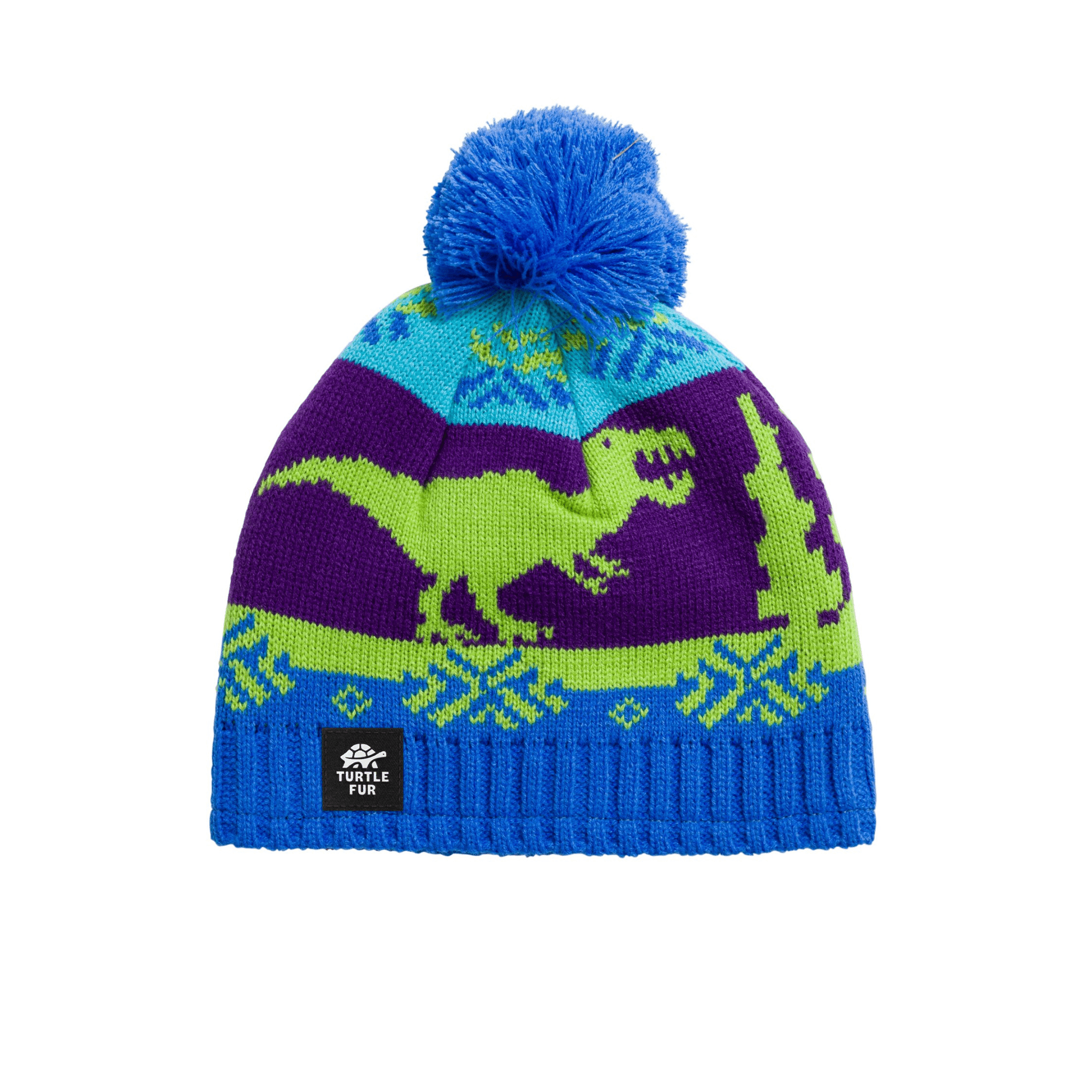 Turtle Fur Nordic Dino Kids Pom Beanie