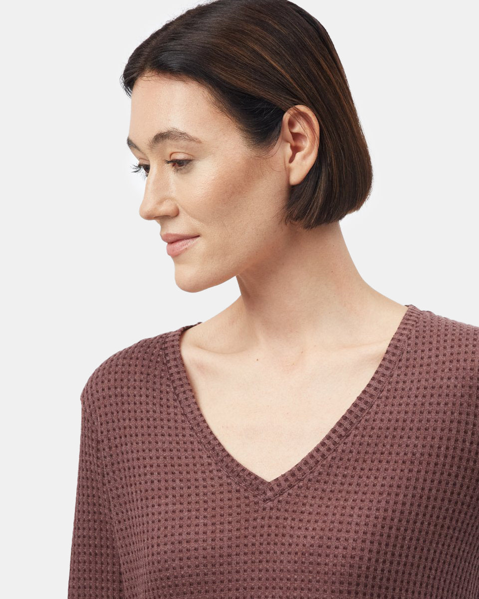 Wide Waffle V-Neck Top