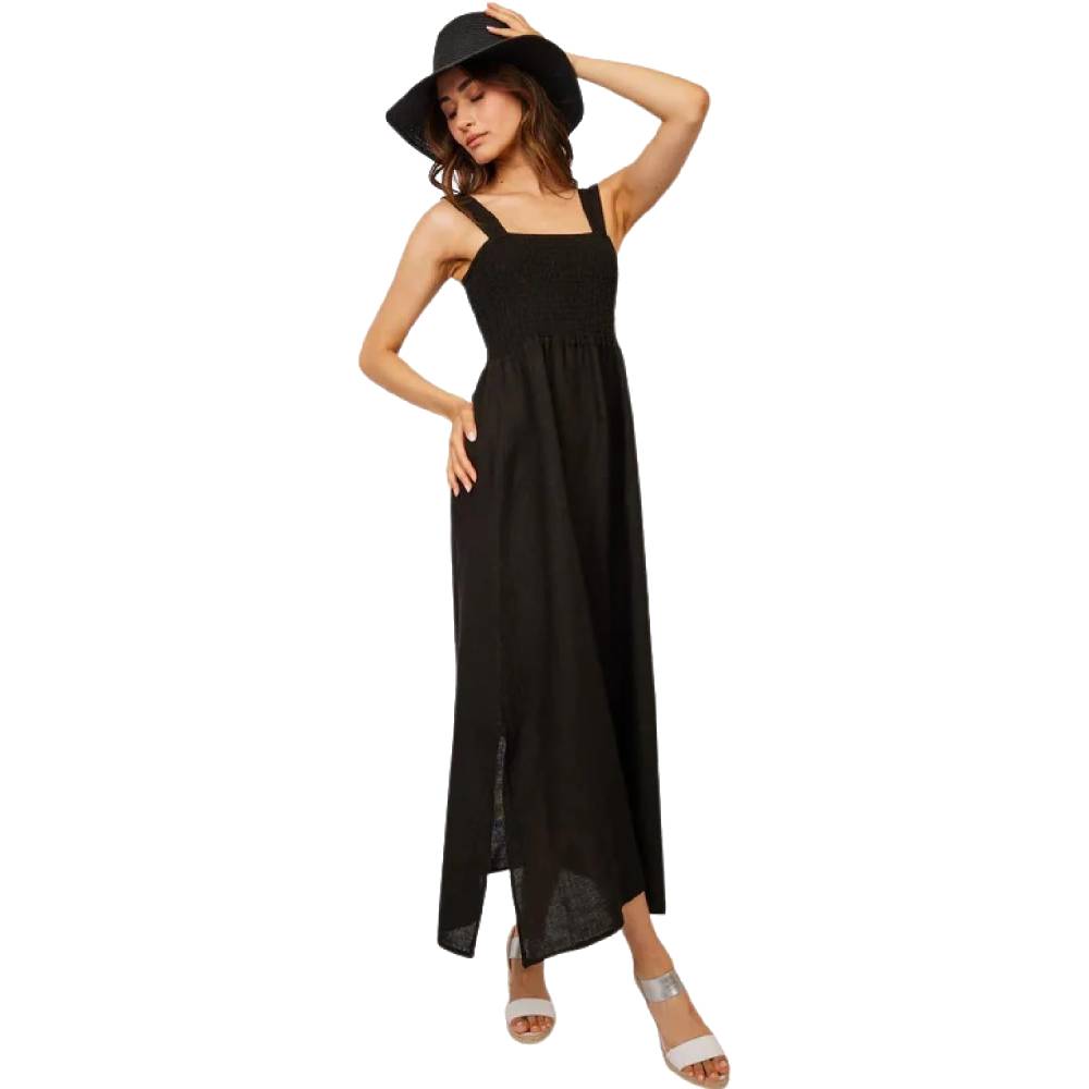 Pistache Womens Maxi Linen Bunched Top Dress 2024