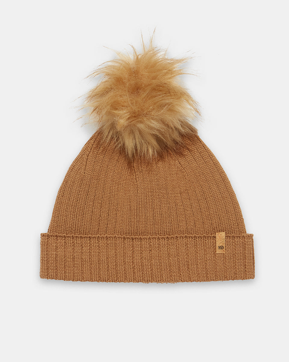 Wool Faux Fur Pom Beanie