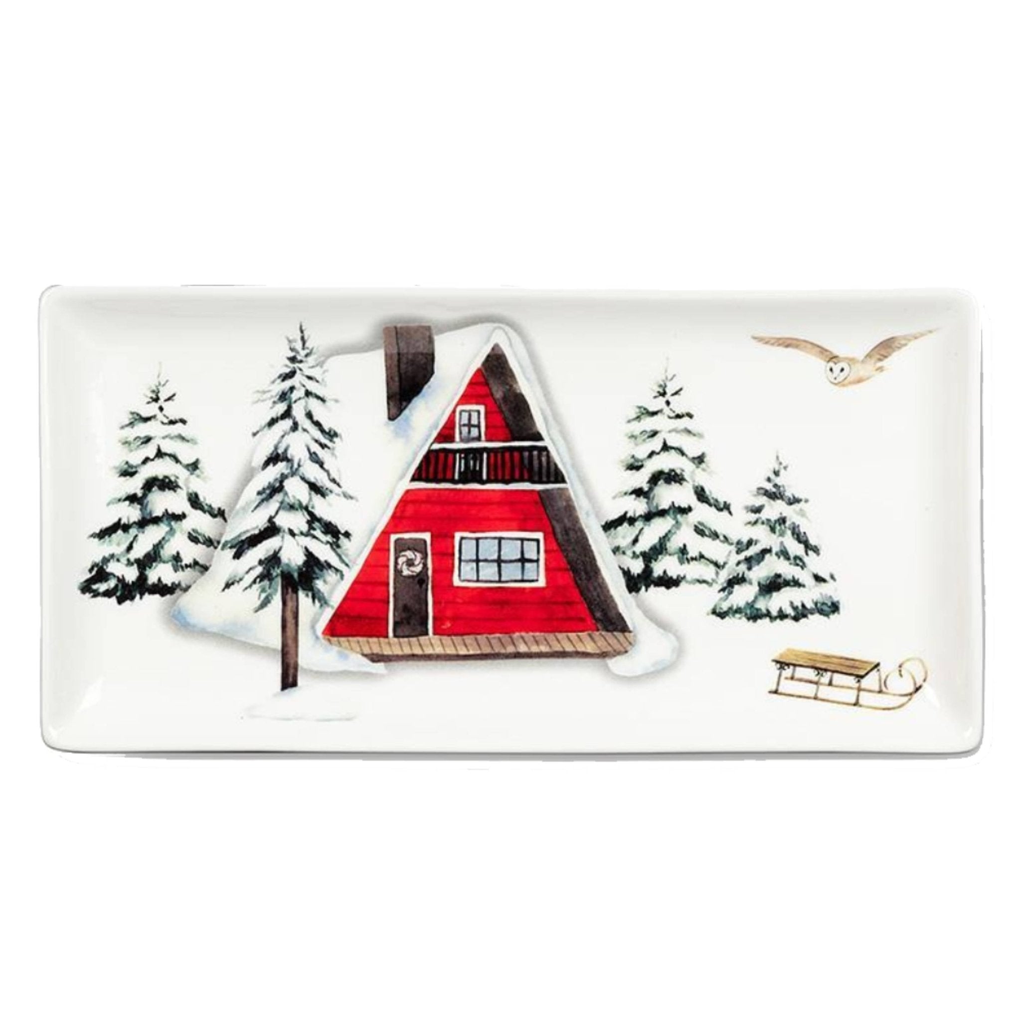 Abbott Winter Cabins Rectangle Platter